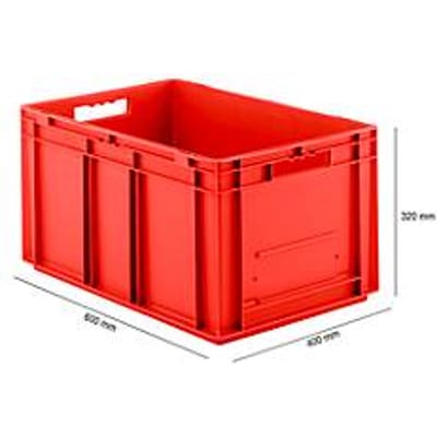 Stapelbak Eurobox serie EF 6320 - PP - L 600 x B 400 x H 320 mm - 63,7 l  - gesloten wanden - open handgreep - rood