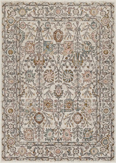 SURYA Amira vloerkleed vintage oosters roze wit