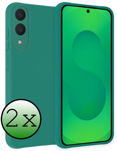 Hoesje 2 Stuks - Geschikt voor Samsung Galaxy S25 Edge - Sterk & Shockproof - Case Siliconen - Back Cover - Telefoon Hoes - Donkergroen