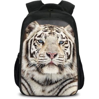 Nieuwe Tijger Dubbellaags Rugzak met Grote Capaciteit, Trendy Dierenprint, Beste Verjaardagscadeau voor Jongens en Meisjes op School gray