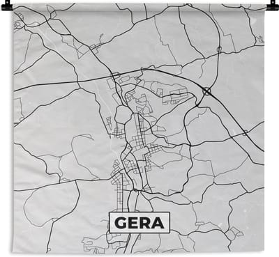 Wandkleed - Wanddoek - Duitsland - Plattegrond - Kaart - Gera - Stadskaart - 180x180 cm - Wandtapijt