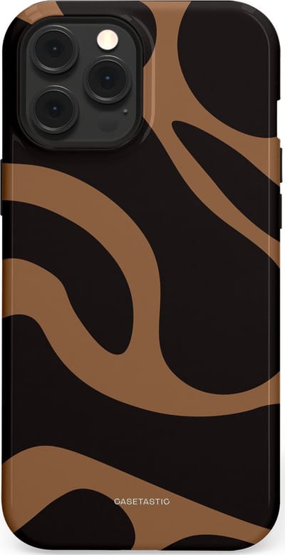 Casetastic Hoesje Geschikt voor Apple iPhone 12 Pro Max Magsafe - Stijlvolle Beschermende Duo-layer Case - Chocolade Golven