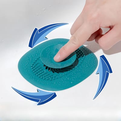 Gootsteen Afvoerstopper - Afvoerzeef Douche - Haar Vangen - Dubbel Gebruik - 14 x 17.5 cm - Blauw