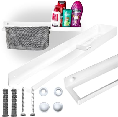 Zolta - Witte Hangende Badkamerplank - Rek voor Cosmetica - Modern - Handdoekhanger