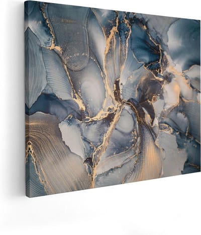 Artaza Canvas Schilderij Abstracte Luxe Kunst - Zwart met Goud - 50x40 - Foto Op Canvas - Canvas Print