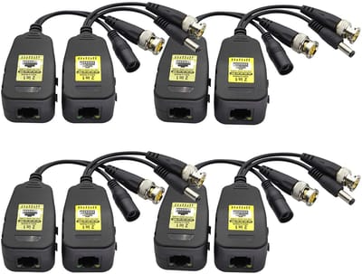 Set van 4 Video Baluns voor HD-CVI/TVI/AHD/CVBS Camera's met Stroom en BNC naar Cat5 RJ45