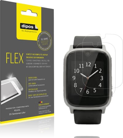 dipos – 2x Beschermfolie geschikt voor KUUS. S5 Senioren-Uhr | 3D Full Cover Screenprotector | 100% Passend