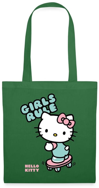 Hello Kitty Op Een Skateboard Met Girls Rules Tas Van Stof Schoudertas