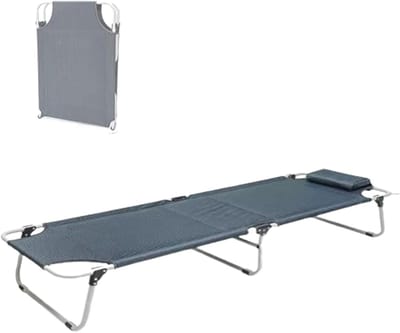 Opvouwbaar Kampeerbed - Logeerbed Campingbed - Buiten Ontspannen - Stevig Stalen Frame - 183x60x30cm - Blauw