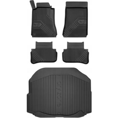 FROGUM 77 Set Automatten en Kofferbakmat - Geschikt voor Mercedes-Benz C-Klasse W203 (2000-2007) - Sedan - TPE Rubber - Zwart