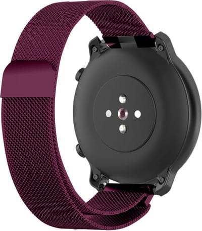 Strap-it Milanees bandje 20mm - luxe smartwatch horlogeband geschikt voor Samsung Galaxy Watch 42mm / Active / Active2 - 40 & 44mm / Galaxy Watch 3 41mm / Gear Sport - Amazfit Bip / GTS 1-2-3-4 / GTR 42mm - paars