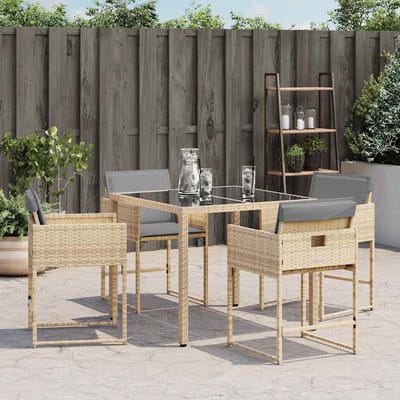 vidaXL - Tuinstoelen - 4 - st - met - kussens - poly - rattan - gemengd - beige