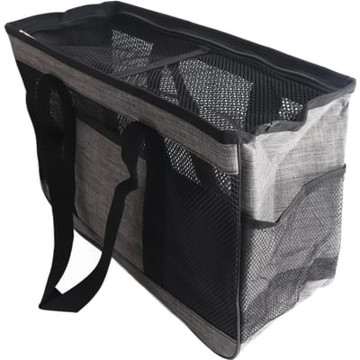 Ademende Kattenmand Grote Ruimte Huisdier Kat Reismand met Handvat en Rits voor Buitenreizen Grijs black