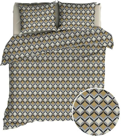 Romanette Honky Tonk Dekbedovertrek - Tweepersoons - 200x200/220 cm - Beige/Grijs