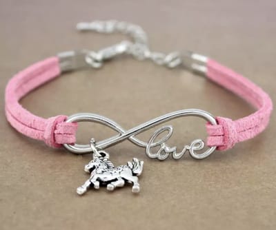 12Getit Armbandje roze met paarden hangertje
