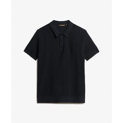 Superdry Gebreid Poloshirt met Korte Mouwen Blauw Grootte: XL