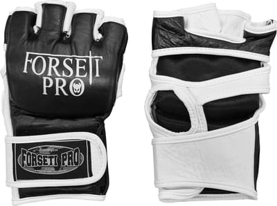 Forseti Pro MMA Handschoenen Leer - Zwart met wit (Beschikbaar in verschillende maten)