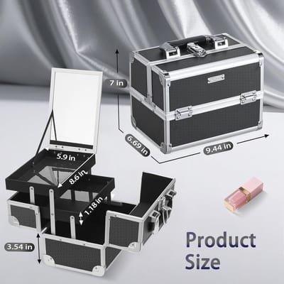 Make-up Koffer - Opbergdoos Organizer - Cosmetica Meenemen - Met Afsluitbare Spiegel - Niet gespecificeerd - Zwart
