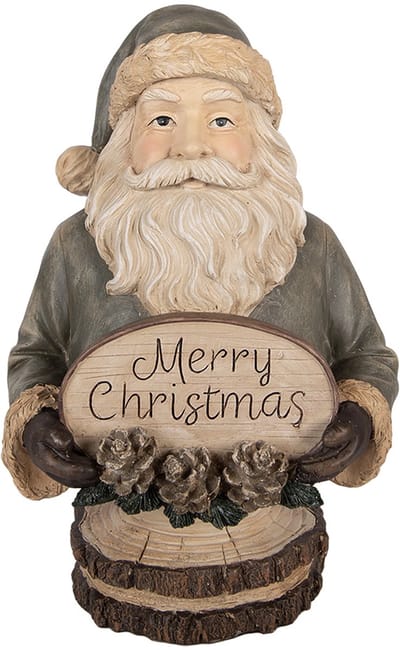Clayre & Eef Kerstdecoratie Beeld Kerstman 21x16x31 cm Beige Kunststof