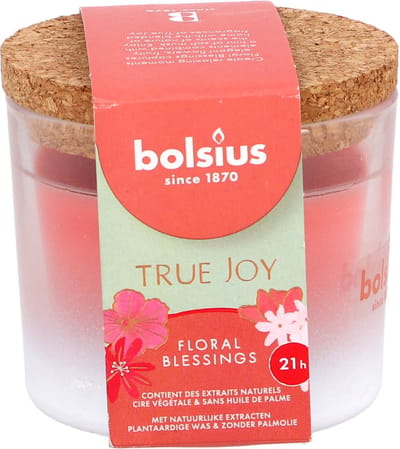 Geurglas met kurk True Joy Floral Blessings - zonder palmolie - vegan wax - Bolsius Geurkaars - Decoratie - Sfeer Kaars