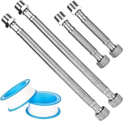 Flexibele kraanuitbreiding 20 cm - 304 roestvrij staal - hittebestendig - eenvoudig te installeren - ShopVlot