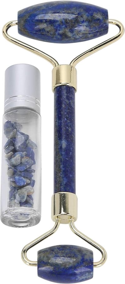 Gezichtsroller Massager - Gezichtsschoonheid Massage Roller - Gua Sha Jade Roller - Roll-On Essentiële Olie Fles - Blauw .