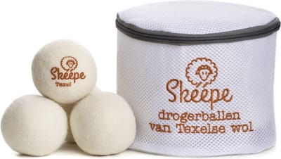 Texel Wollen Drogerballen XL 6 stuks in opbergzak met rits – Wasdrogerballen - Wasbollen - Droogballen - Duurzaam was drogen - Texelse wol en Merinowol