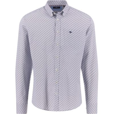 Fynch-Hatton Overhemd Mini Wave Allover Pattern Deep Merlot-Blue / male