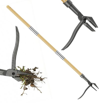 Dailygoods- Onkruidsteker Rugvriendelijk - Onkruidverwijderaar - Onkruidwieder - Roestvrij Stalen Klauwen - Voetpedaal - 110 cm Lange Steel