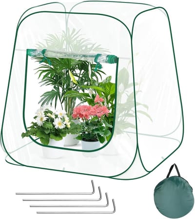 Mini kas - Plantentent winter - Planten beschermen - Pop-up ontwerp - 100 x 100 x 97 cm - Transparant groen
