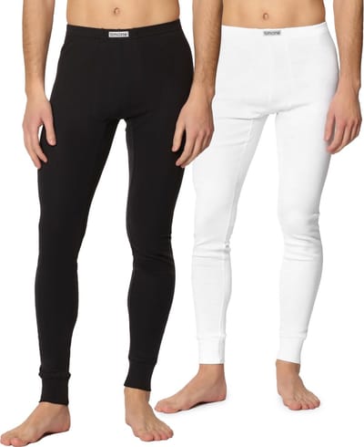 Timone Heren Thermobroek - Sport - Sporbroek - Lang - Katoen - TI-TI30-127 - 2-pack Zwart/Wit - S