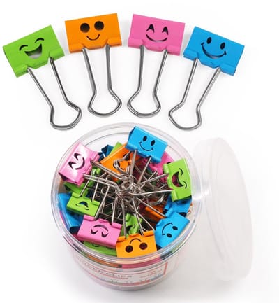 Dailygoods- Paperclips Medium - Gekleurde Paperclips - Binder Clips - Metalen Clips - Schattig Smiley Gezicht - 48 Stuks - Binderclips