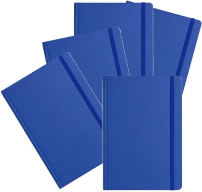 Bellatio Design Notitieboekje - 5x - A5 formaat - met elastiek - blauw - 100 pagina - schriften