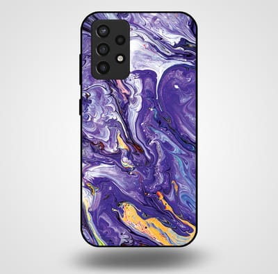Smartphonica Telefoonhoesje voor Samsung Galaxy A72 met marmer opdruk - TPU backcover case marble design - Goud Paars geschikt voor Samsung Galaxy A72