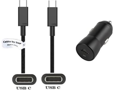 OneOne auto snellader + 1,5m sterke USB C naar C kabel. 20W lader. Autolader adapter past op Samsung Galaxy M06, M42, M20, M31s, M32, M33, Xcover 5, Xcover 6 Pro, Xcover 7 / 7 Pro, Xcover Pro, Xcover FieldPro