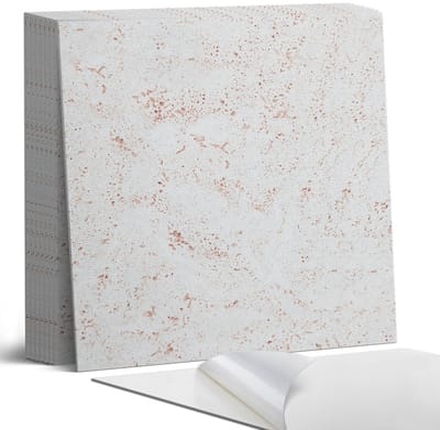 Coloray Plaktegels - Natuursteenpatroon Portugese Tegels - 30 cm x 30 cm - Romig Plaktegels - 9 stuks - Vierkant PVC Tegels - Plaktegels Keuken - Zelfklevende Vloertegels - Vinyl Tegels - Zelfklevende Tegels