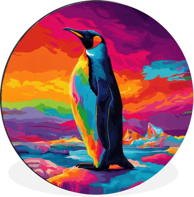 WallCircle - Wandcirkel - Muurcirkel - Ijsschots - Pinguïn - Abstract - Lucht - Aluminium - Dibond - 30x30 cm - Binnen en Buiten