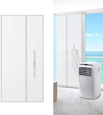Afdichtingsdoek voor airconditioner - 1 stuk - Afdichtingsdoek voor schuifdeur airconditioner - Type schuifdeur - 240x120cm - PU-coating - Ritssluiting - Geschikt voor enkele of dubbele buizen - Wit