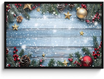 Poster in lijst - Fotolijst 120x80 cm - Posters - Kerstomlijsting - Sneeuw - Meerkleurig - Posterlijst zwart - Decoratie - Wanddecoratie woonkamer - Muurdecoratie slaapkamer - Kerstversiering - Kerstdecoratie voor binnen - Kerstmis