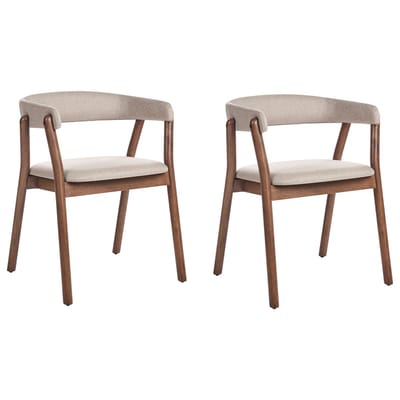 MYLO - Eetkamerstoel set van 2 - Donkerhout/Beige - Polyester