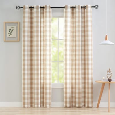 2 stuks klassieke ruit geluste semi-verduisterende gordijnen geschikt voor woonkamers, slaapkamers, eetkamers 101x160cm&Grommet Top