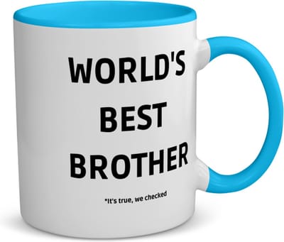 Akyol - world's best brother it's true we checked koffiemok - theemok - blauw - Broer - werelds beste broer - verjaardag - cadeautje voor broer - broer artikelen - kado - geschenk - 350 ML inhoud