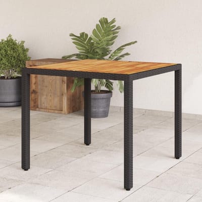 Tuintafel - Balkontafel Terrastafel - Buiten Eten - Houten Tafelblad - 90 x 90 cm - Zwart