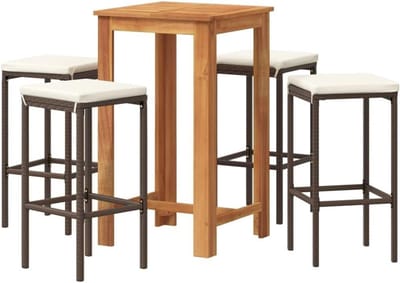 Tuin barset - Buitenmeubelen set - Gezellig buiten zitten - Massief hout en rotan