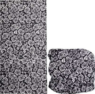Fako Fashion - Colsjaal - Gezichtsmasker - Bandana - Nekwarmer - Sjaal - Col - Microfiber Faceshield - Bloemen Zwart/Wit