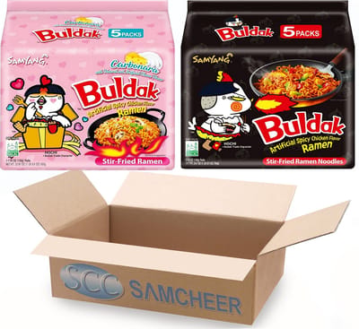 Samyang Buldak Hot Chicken Spicy en Carbonara (10x140Gr) Instant Noedels Mixpakket