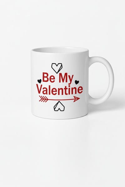 Valentijn Mok Be My Valentine - Romantisch Cadeau met Harten & Pijl Design
