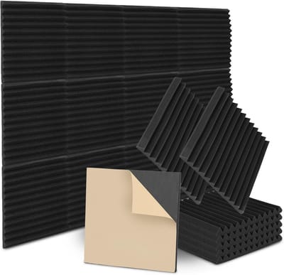 Zelfklevend Akoestisch Schuim Zwart 30x30 cm – Hoge Dichtheid Geluidsabsorptie voor Studio en Kantoor