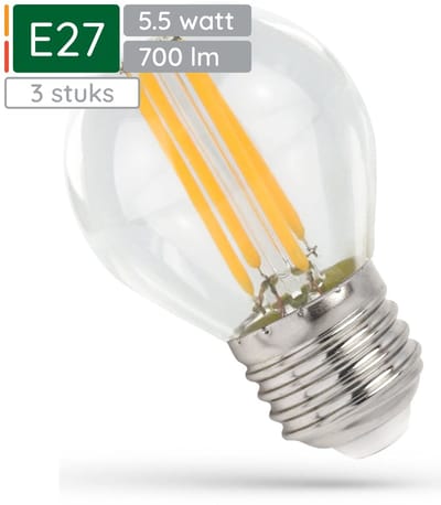 Spectrum LED Lamp E27 5.5W 230V - 700 Lumen - 4000K Neutraal wit - Natuurlijk licht - Energiezuinig - 3 stuks
