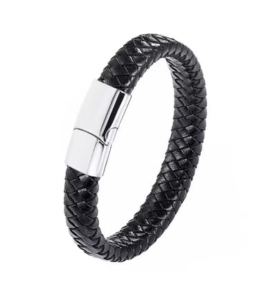 CHPN - Herenarmband - Mannenarmband - Stoeren PU lederen armband - Zwart kunstleer - Cadeau - Bracelet - Stoere armband - Vaderdag